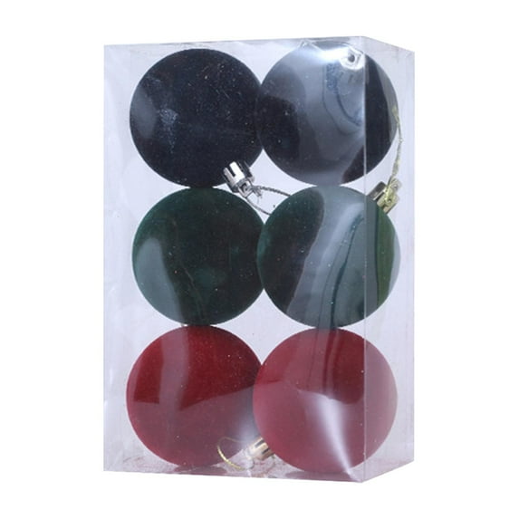 Virelaxpo 6-Pack Flocked Velvet Christmas Ball Ornaments,2.4-Inch Tree Decor with Metal Hooks,Festive Hanging Balls for Indoor and Outdoor Holiday Displays