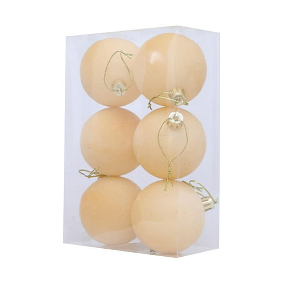 Virelaxpo 6-Pack Flocked Velvet Christmas Ball Ornaments,2.4-Inch Tree Decor with Metal Hooks,Festive Hanging Balls for Indoor and Outdoor Holiday Displays