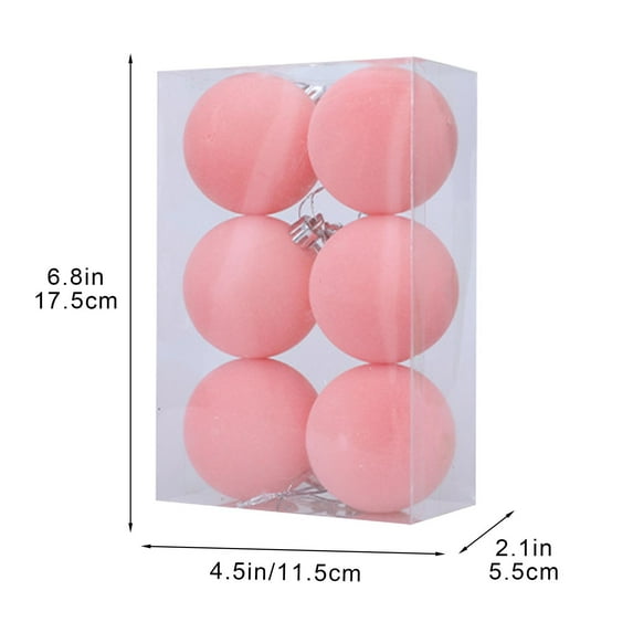 Virelaxpo 6-Pack Flocked Velvet Christmas Ball Ornaments,2.4-Inch Tree Decor with Metal Hooks,Festive Hanging Balls for Indoor and Outdoor Holiday Displays