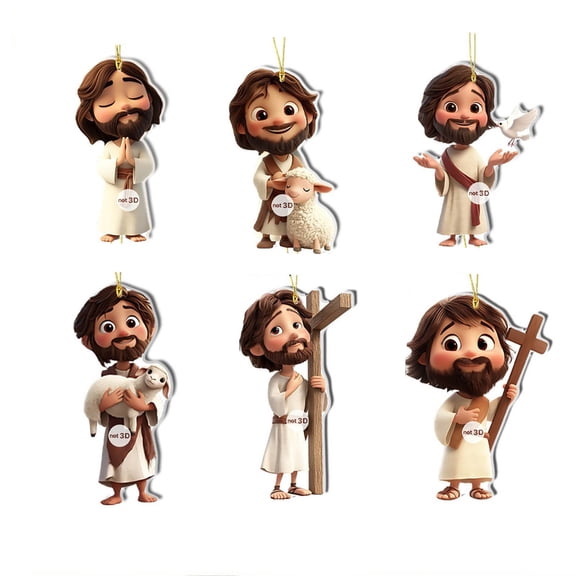 Virelaxpo 6-Piece Vintage Character 2D Flat Acrylic Hanging Ornaments for Backpack Car Decor and Festive Gift Set