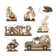 thumbnail image 1 of Virelaxpo 6-Piece Wooden Easter Happy Bunny Table Decor, Festive Desktop Ornaments for Seasonal Home Decoration, Cute Wooden Figurines for Holiday Display, 1 of 6
