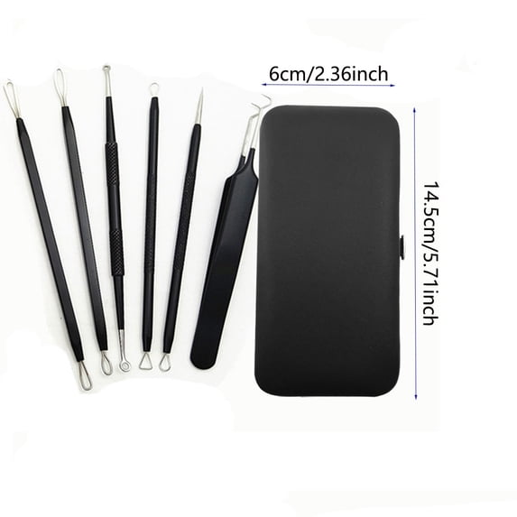 Virelaxpo 6pcs Metal Acne-Removal Blemish Tool Set, Pimple Popper Tool Blackhead Remover Comedone Extractor Tool Kit with Metal Case for Quick and Easy Removal