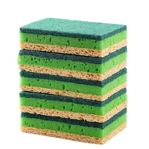 Virelaxpo Absorbent Wood Pulp Sponge Three Layer Wavy Scouring Cloth For Kitchen Cleaning Dishwashing