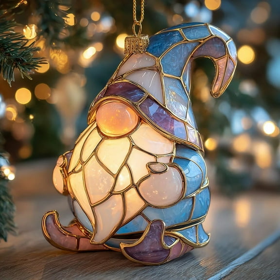 Virelaxpo Acrylic Christmas Gnome Ornaments Collection with Handcrafted Details Festive Hanging Decor for Tree and Home Decoration