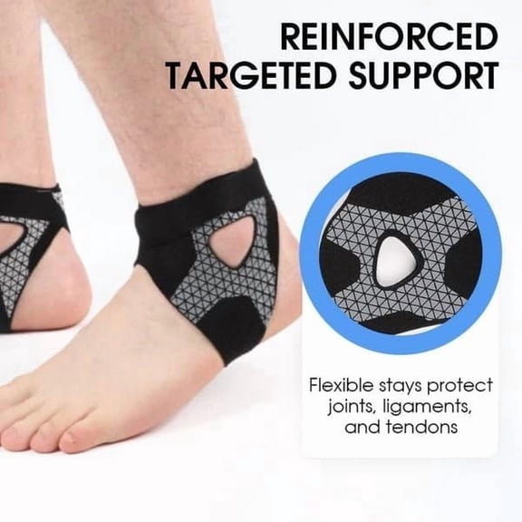Virelaxpo Adjustable Elastic Ankle Brace with Heel Cutout 3 Stage Support, Ankle Ligament Stabilizer for Joint Support Sports Recovery Daily Wear