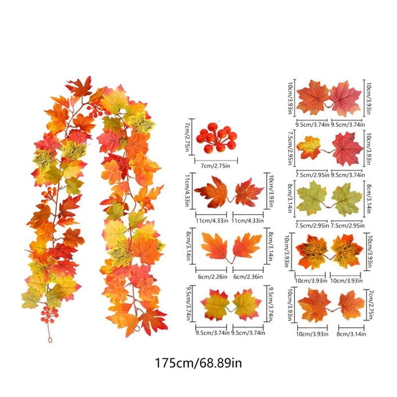 Virelaxpo Artificial Maple Leaf Garland for Halloween and Fall Season Home Wall and Mantel Decor