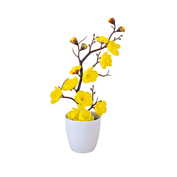 Virelaxpo Artificial Plum Blossom Bonsai Tree Lifelike Fake Plant for Home Office Desk Living Room Shelf Table Centerpiece Decoration Low Maintenance Indoor Decor Ornament Gift Idea