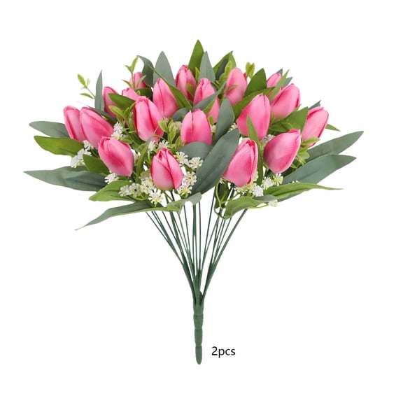 Virelaxpo Artificial Tulips Bouquet, 2 Pcs Flowers for Home Decor, Wedding and Event Decoration, Fade Resistant