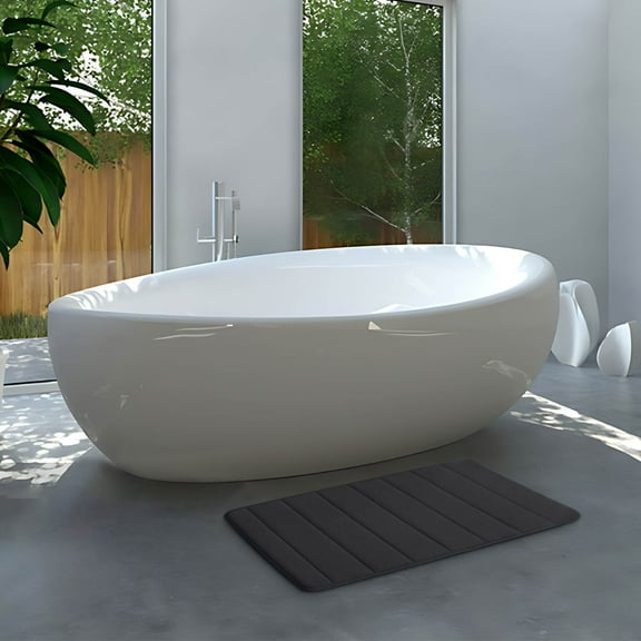 Virelaxpo Basics Absorbent & Fast Dry Plush Memory Foam Bath Mat for Tub Shower & Single Sink, Machine Washable Non Slip Floor Carpet