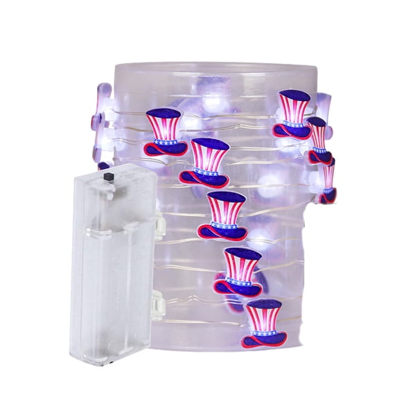 Virelaxpo Battery Operated Patriotic String Lights 20 LED Star Flag Decor 78.7 Inches for Indoor Outdoor Holiday Party Decorations