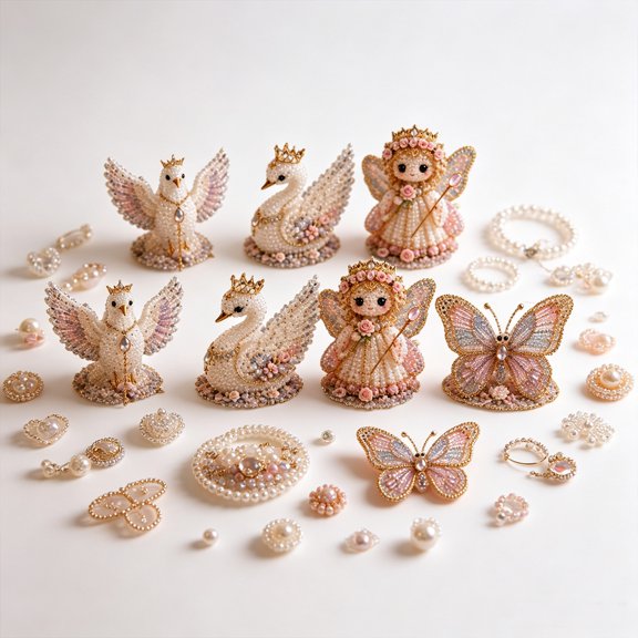 Virelaxpo Bead Craft Kit for Embroidery and Brooch Making, All-Inclusive Materials for Handmade Jewelry, Ideal for Adults, Beginners, and Relaxing Hobbies in Crafting Projects