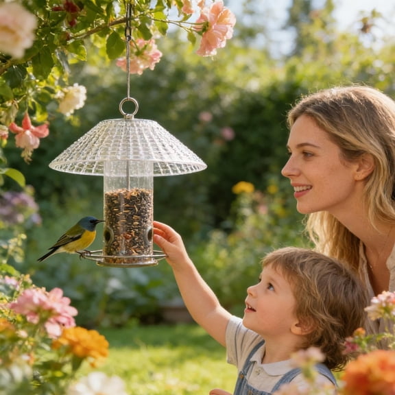 Virelaxpo Bird Feeder Rain Guard Dome, Clear Waterproof Shield, Large Size Weather Protection, Patio Yard Bird Watching Accessory