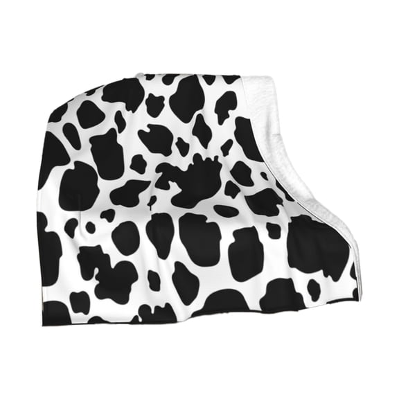 Virelaxpo Black Cow Print Flannel Blanket, Soft Throw for Sofa Bed, Lightweight Cozy Blanket 100x70cm, Home Decoration