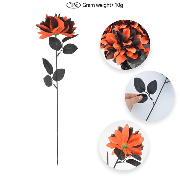 Virelaxpo Black Fake Flower with Long Stems Artificial Dahlia Flowers for Wedding Party Table Centerpieces Arrangements Bouquets Halloween Home Decor