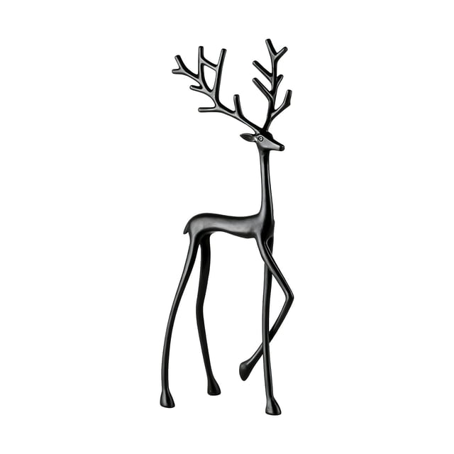 Virelaxpo Black Finish Imitation Metal Deer Statue, European Style Garden Decor for Outdoor and Indoor Home Decoration