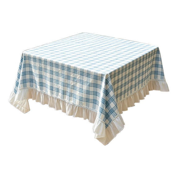 Virelaxpo Blue Checkered Tablecloth Stain Resistant Easy Care Fabric For Dining Table Desk Photography Backdrop
