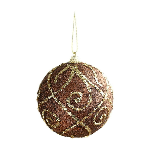 Virelaxpo Brown Glitter Foam Christmas Ball Ornaments Coffee Theme Hanging Decor for Tree Decoration