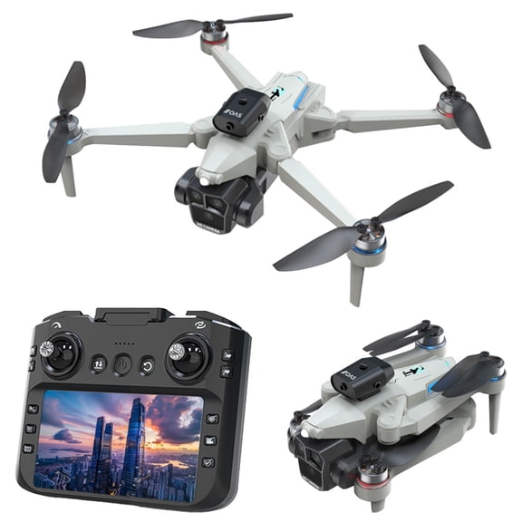 Virelaxpo Brushless Motor Drone with Dual Cameras and Obstacle Avoidance 4.3-Inch Screen Remote Control FPV RC Quadcopter for Adults Foldable and Portable