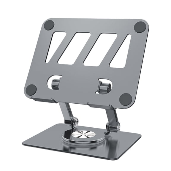 Virelaxpo Carbon Steel Tablet Stand, Heavy-Duty Adjustable Holder with Heat Dissipation Backplate, 360-Degree Rotation, High Load Bearing, Non-Slip Base for Tablets