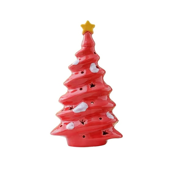 Virelaxpo Ceramic Christmas Tree with Light Desktop Glowing Ornament for Home Decor Holiday Ambiance Creator Gift for Family with Miniature Design