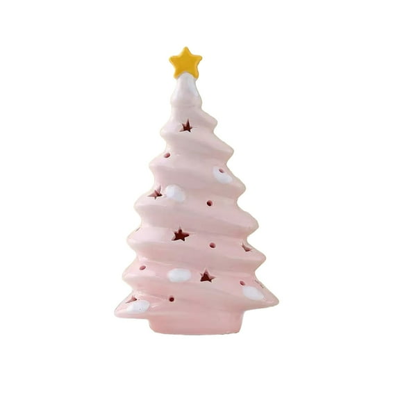 Virelaxpo Ceramic Christmas Tree with Light Desktop Glowing Ornament for Home Decor Holiday Ambiance Creator Gift for Family with Miniature Design