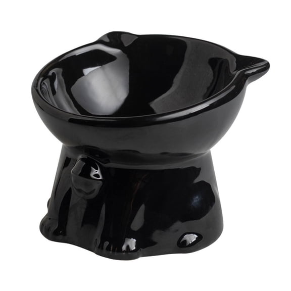 Virelaxpo Ceramic Raised Cat Food and Water Bowl with Anti-Tip Design for Pet Feeding and Neck Support