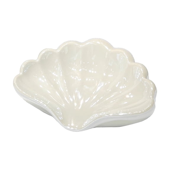 Virelaxpo Ceramic Soap Tray with Drainage, Elegant Shell Design Soap Dish for Bathroom Kitchen Sink Countertop Decor and Organization