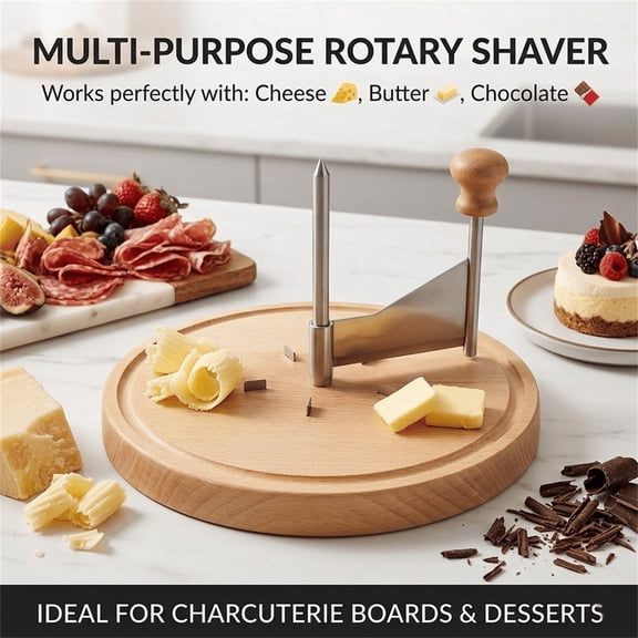 Virelaxpo Cheese Curler with Wood Base Stainless Steel Cheese Shredder for Home Entertaining and Cooking