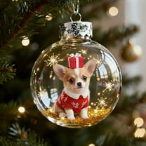 Virelaxpo Christmas Dog Snow Globe Ornament with Various Breeds Glass Ball for Tree Decoration Holiday Gift