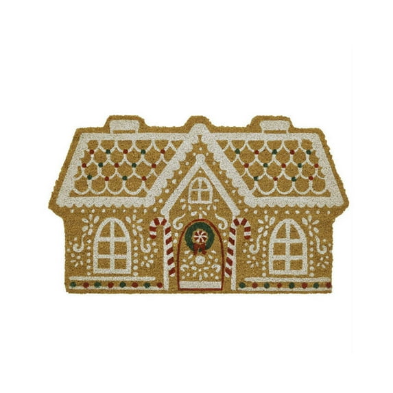 Virelaxpo Christmas Gingerbread Welcome Doormat 40x60cm - Front Door Entry Mat with Festive Design, Natural Fiber for Indoor and Outdoor Use, Easy to Clean Holiday Decor