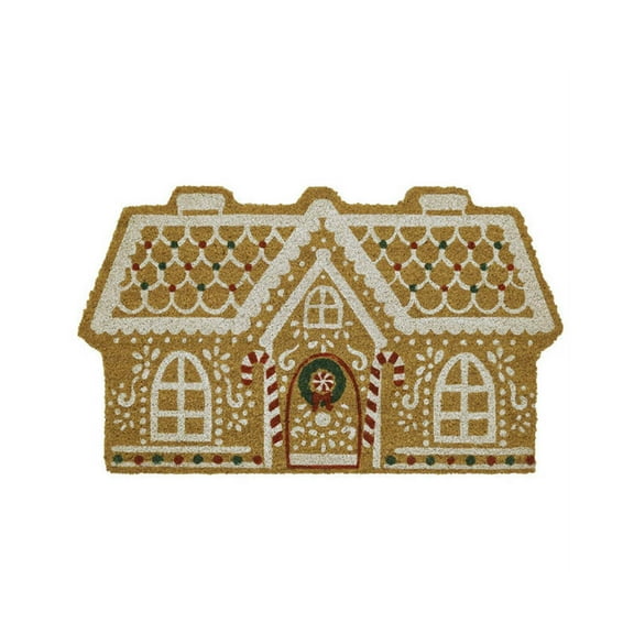 Virelaxpo Christmas Gingerbread Welcome Doormat 40x60cm - Front Door Entry Mat with Festive Design, Natural Fiber for Indoor and Outdoor Use, Easy to Clean Holiday Decor
