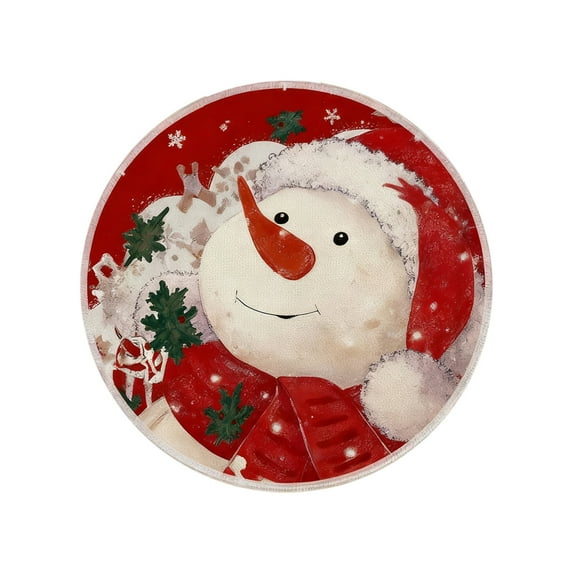 Virelaxpo Christmas Placemat,35x35cm Round Heat Insulated Table Mat for Party and Home,Dirt Resistant and Easy to Maintain,Festive Design for Kitchen and Dining