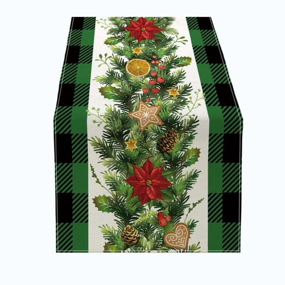 Virelaxpo Christmas Printed Table Runner Holiday Dining Table Decor for Family Dinner Party