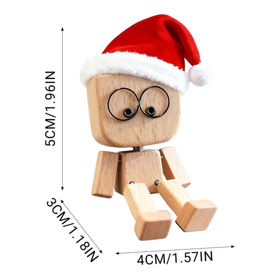 Virelaxpo Christmas Shaking Wooden Figurine, Quirky Motion Decoration for Car Dashboard or Desktop, Animated Shaking Effect for Festive Fun, Lightweight and Easy to Place