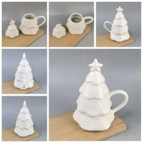 Virelaxpo Christmas Tree Design Ceramic Mug with Lid 300ml, Insulated Cup for Hot Drinks Holiday Gift for Couples