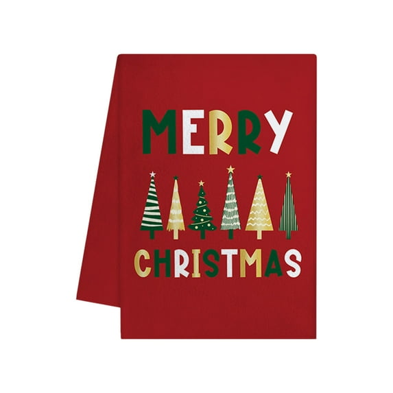 Virelaxpo Christmas Tree Print Kitchen Towel Made of Soft Microfiber, Absorbent and Quick-Drying for Bathroom and Home, Decorative Holiday Design