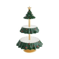 Virelaxpo Christmas Tree Shaped Resin Dessert Stand, Multi-tier Snack and Fruit Display Tray, Holiday Party Serving Platter
