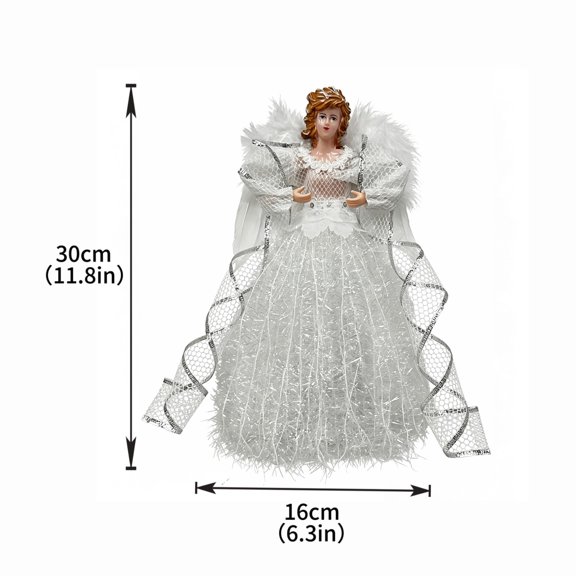 Virelaxpo Christmas Tree Topper Angel Figurine 12 Inch, Festive Holiday Tree Top Decor For Living Room Family Gathering