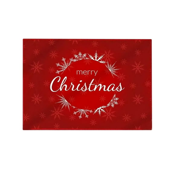 Virelaxpo Christmas Welcome Doormat with Red Crystal Velvet, Absorbent Non-Slip Entryway Rug for Holiday Decoration, Indoor Outdoor Use, Merry Christmas Print