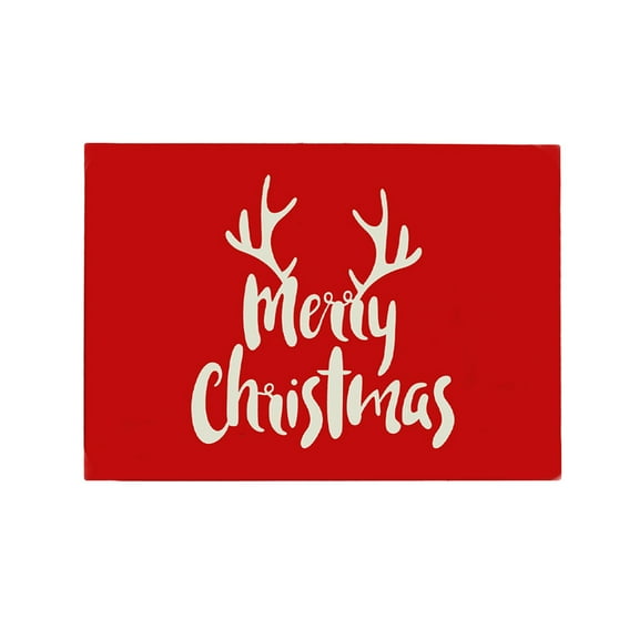 Virelaxpo Christmas Welcome Doormat with Red Crystal Velvet, Absorbent Non-Slip Entryway Rug for Holiday Decoration, Indoor Outdoor Use, Merry Christmas Print