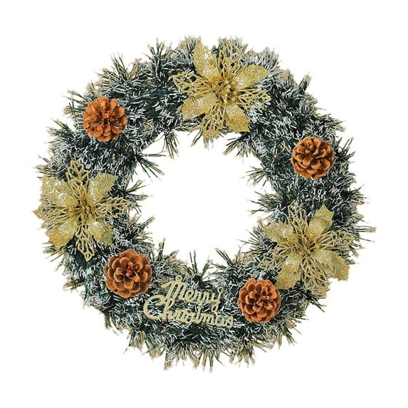 Virelaxpo Christmas Wreath with Bows and Pinecones - Indoor and Outdoor Holiday Door Decoration, Multicolor Design for Festive Settings, Durable Plastic Material