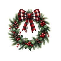 Virelaxpo Christmas Wreath Wall Stickers with Pine Branches and Bows for Doors and Windows - Self-Adhesive Multicolor Holiday Decals