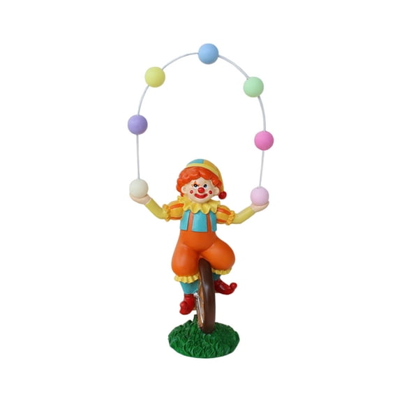 Virelaxpo Circus Clown Resin Figurine Juggling on Unicycle Colorful Garden Statue for Patio Shelf Indoor Outdoor Home Decor