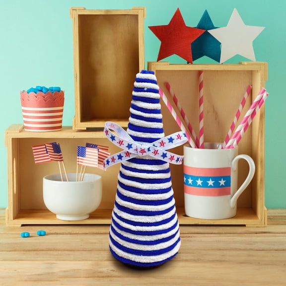 Virelaxpo Cone Shaped Patriotic Ornament Star Stripe Design for Holiday Tabletop Decoration