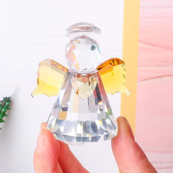 Virelaxpo Crystal Celestial Figurine for Lover, Birthday, Crystal Angel Home Decor, Office Room Tabletop Display Paperweight, Cute Christmas Gift