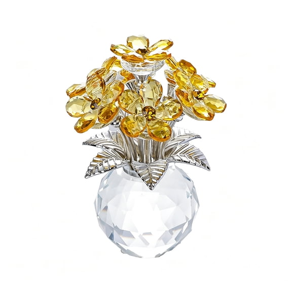 Virelaxpo Crystal Flower Vase Ornament Mini Glass Decor for Tabletop Shelf Home Office Gift