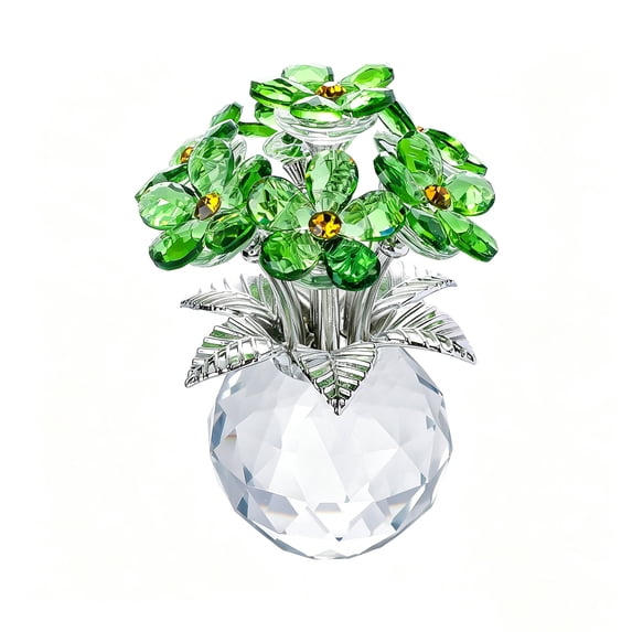 Virelaxpo Crystal Flower Vase Ornament Mini Glass Decor for Tabletop Shelf Home Office Gift