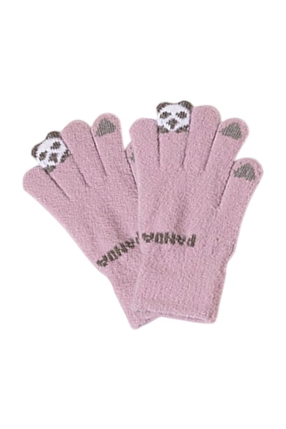 Cute Panda Fleece-Lined Touchscreen Winter Gloves for Adults,Windproof Cold-Resistant Unisex Gloves with Adorable Designs Ideal for Cycling and Outdoor Activities