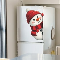 Virelaxpo Cute Peeking Snowman Wall Decal, Removable Sticker for Window and Wall Decor, Christmas Themed Adhesive for Home Beautification