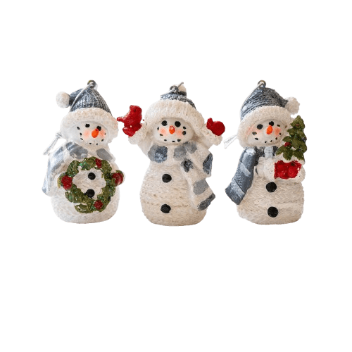Virelaxpo Cute Resin Snowman and Bear Desktop Ornament, Winter Scene Christmas Decoration for Tabletop Shelf Office Display